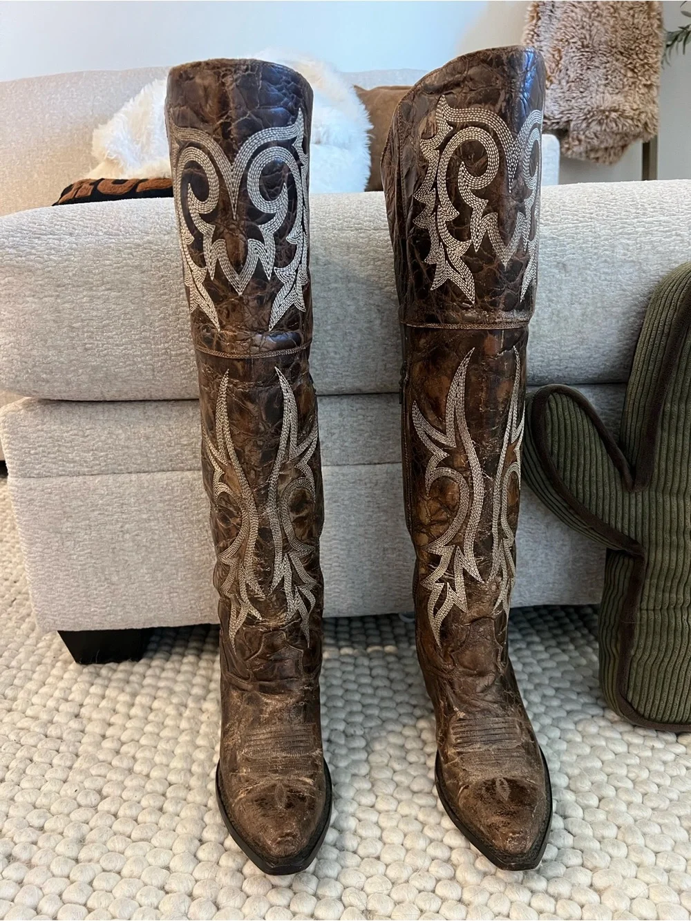 Dan Post Brown Leather Embroidered Decorative Boots